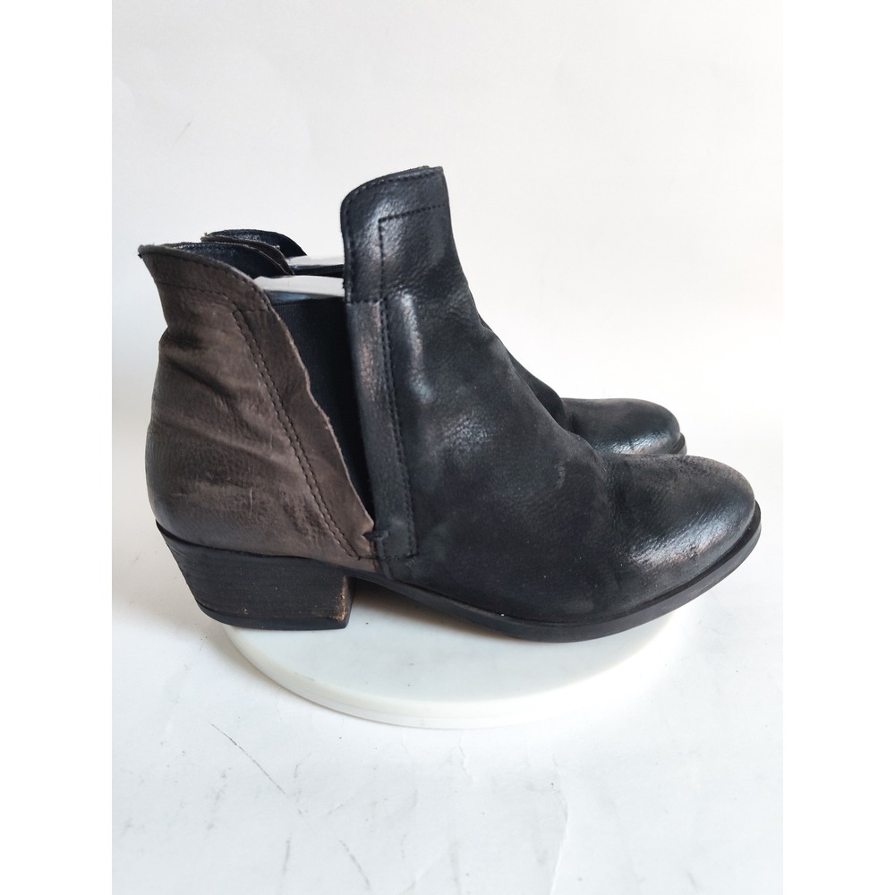 Miz Mooz Ankle Boots 8 / 38 Booties Two-Tone Black Bronze Leather Distressed